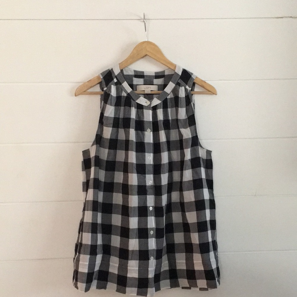 Ann Taylor Loft Gingham Sleeveless Blouse